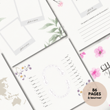 Double page intérieure fleurie du livre de naissance de 86 pages.