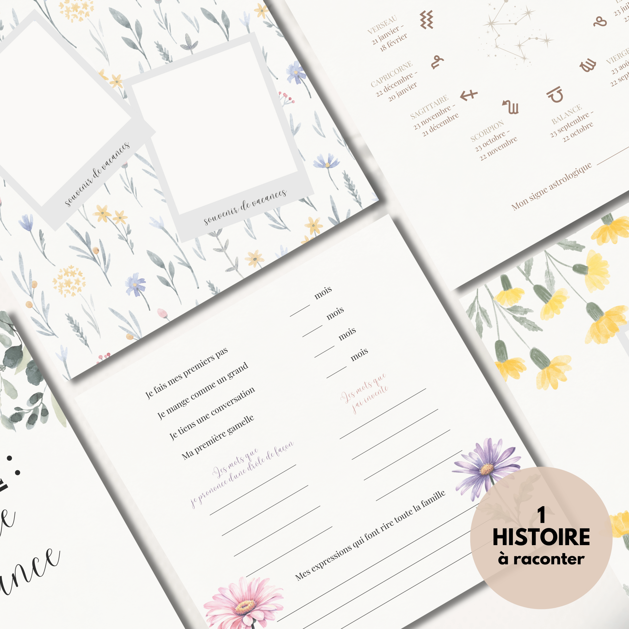 Détail des illustrations végétales sur papier épais de qualité résistant.